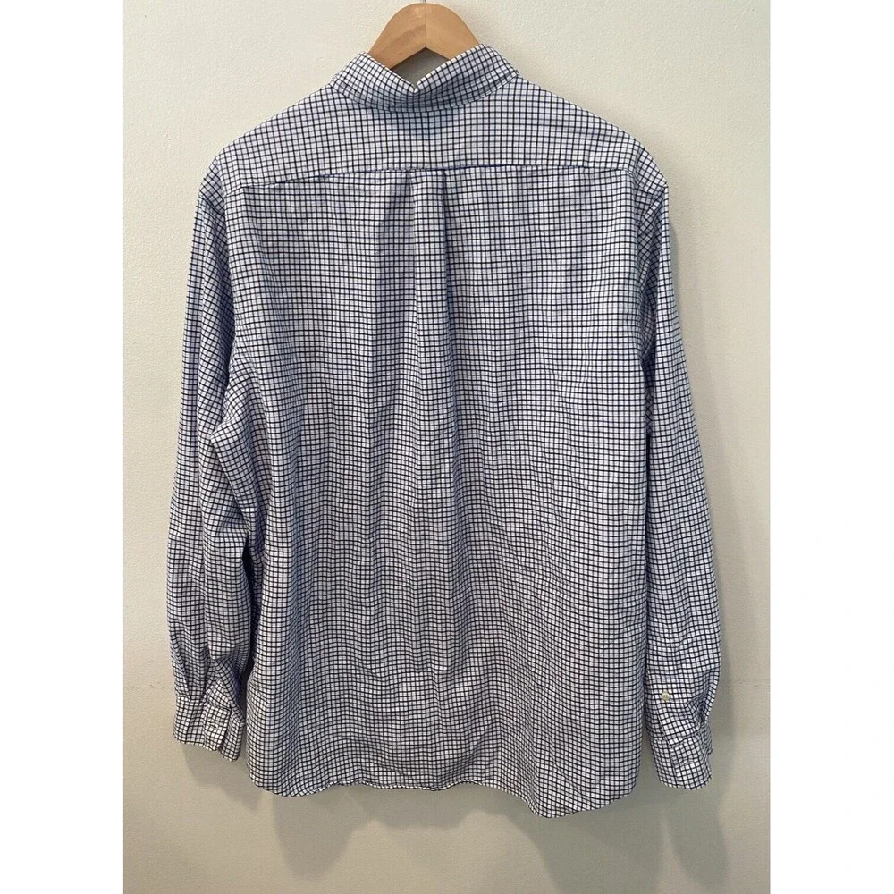 Polo Ralph Lauren Shirt Mens 2XL XXL Blue Oxford Long Sleeve Plaid Check Pony